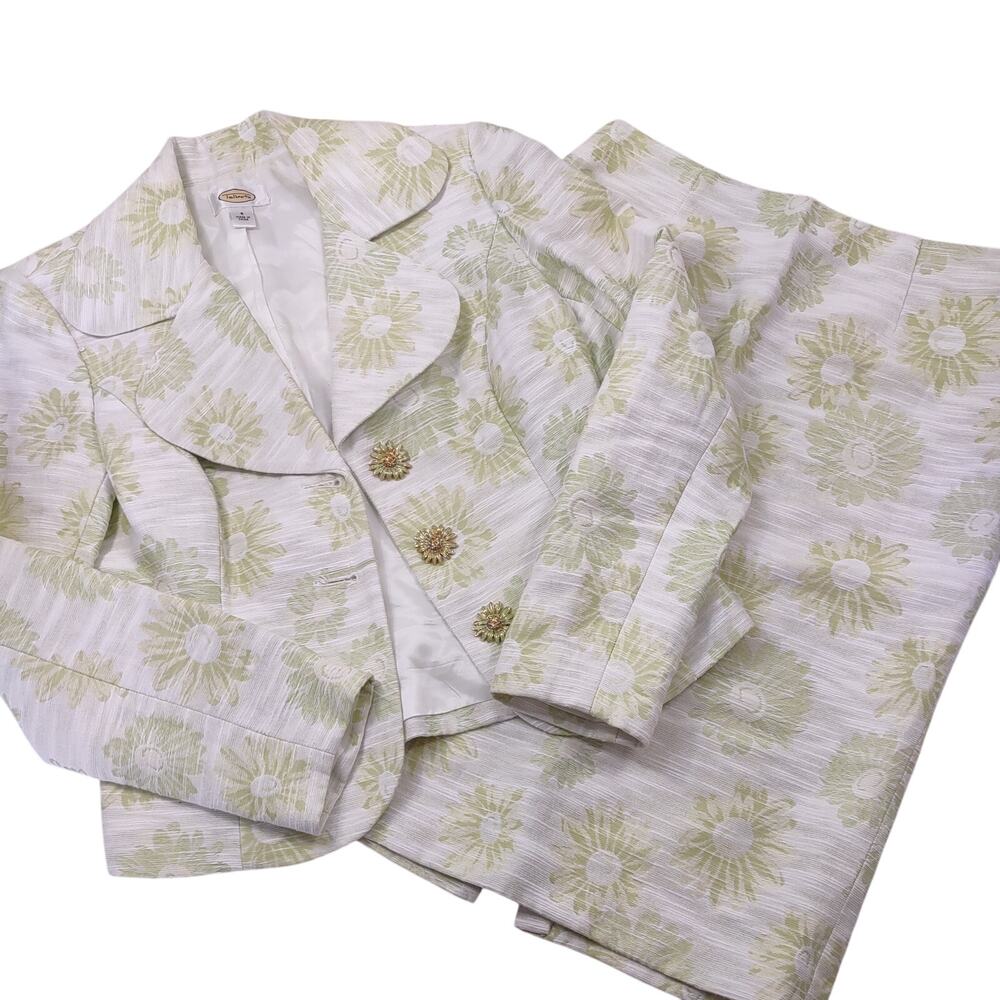 Talbots Sunflower Patterned Skirt Set in Green and Cream